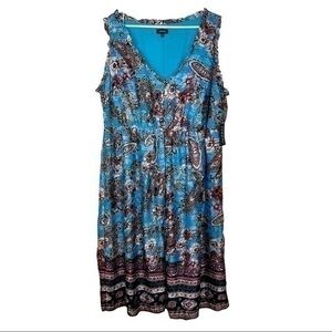 NWT CHEZTU Women Maxi Dress Blue Floral Sleeveless Polyester Sz 18